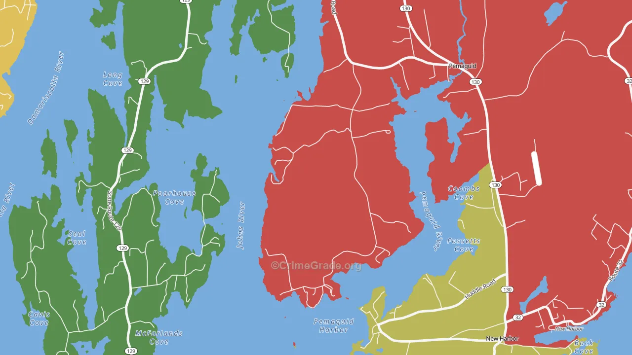 Pemaquid Harbor, ME Map of Drug-Related Crime Rates