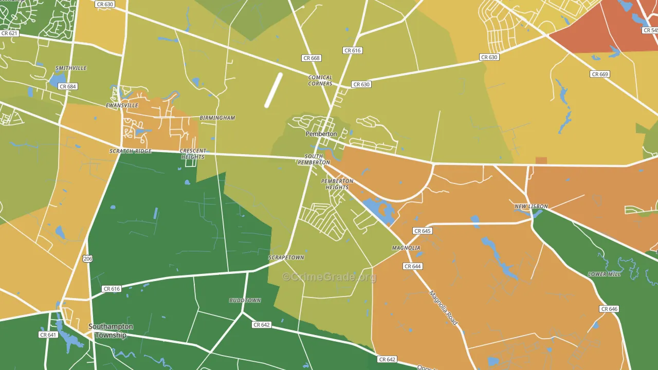 Pemberton, NJ Map of Drug-Related Crime Rates