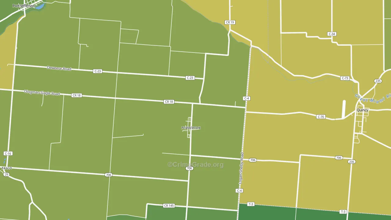 Pemberton, OH Map of Drug-Related Crime Rates