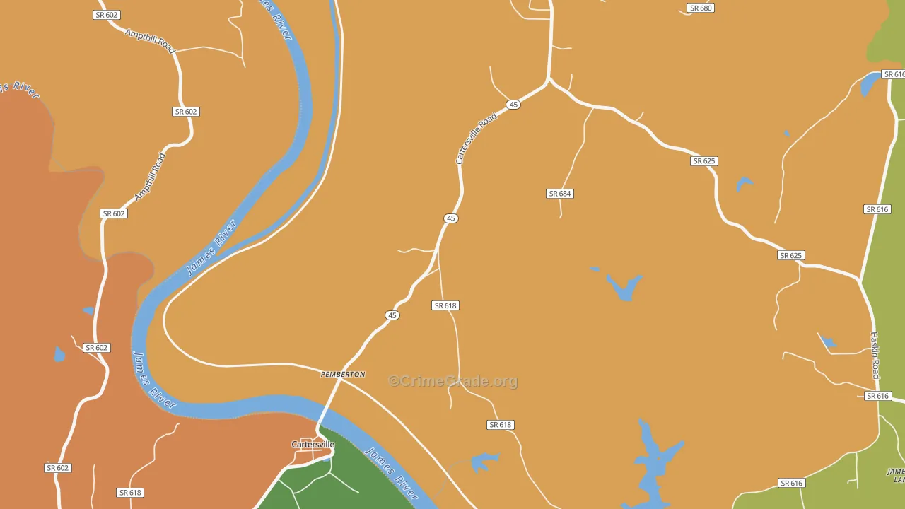 Pemberton, VA Map of Drug-Related Crime Rates