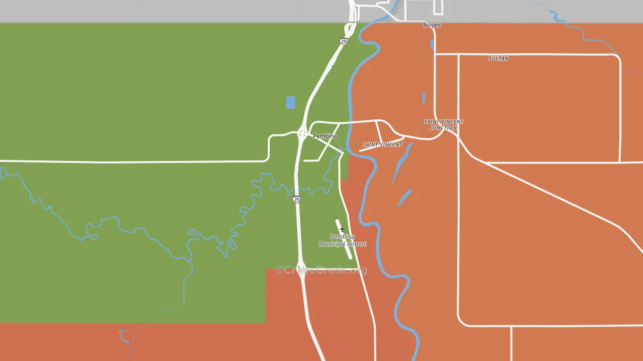 Pembina, ND Map of Drug-Related Crime Rates