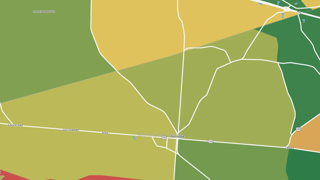 Pembroke, GA Map of Drug-Related Crime Rates