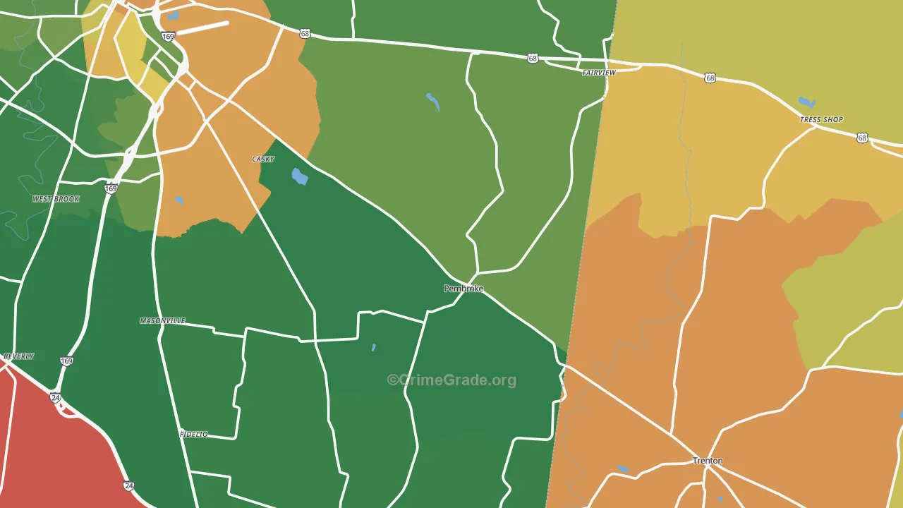 Pembroke, KY Map of Drug-Related Crime Rates