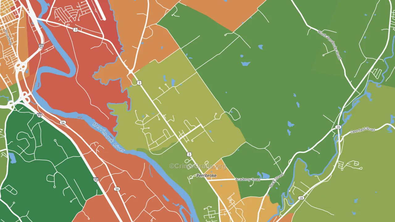 Pembroke, NH Map of Drug-Related Crime Rates