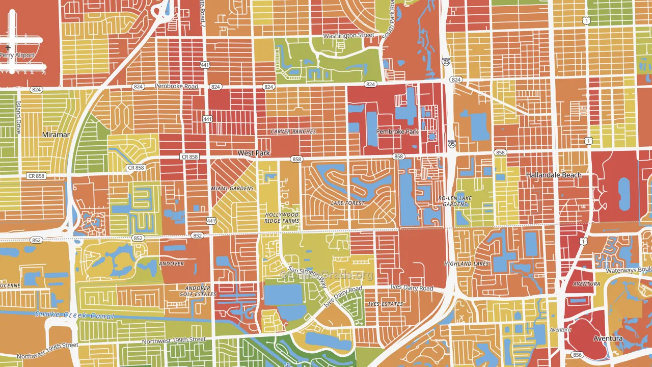 Pembroke Park, FL Map of Drug-Related Crime Rates