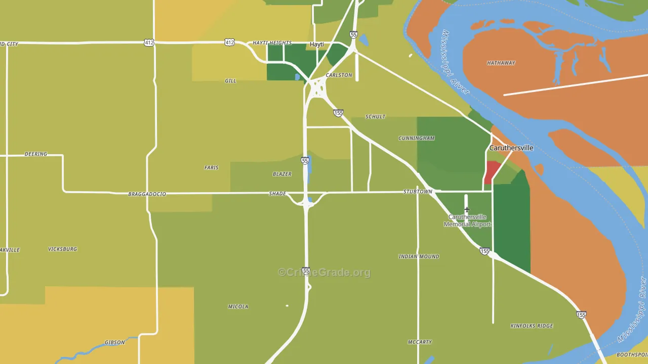 Pemiscot County, MO Map of Drug-Related Crime Rates