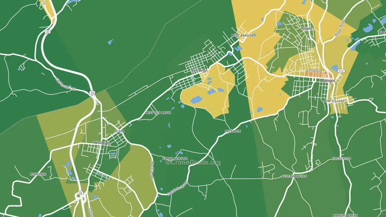 Pen Argyl, PA Map of Drug-Related Crime Rates