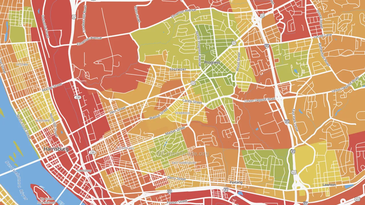Penbrook, PA Map of Drug-Related Crime Rates