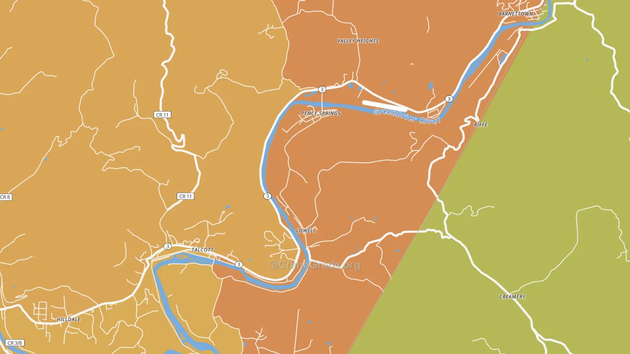 Pence Springs, WV Map of Drug-Related Crime Rates