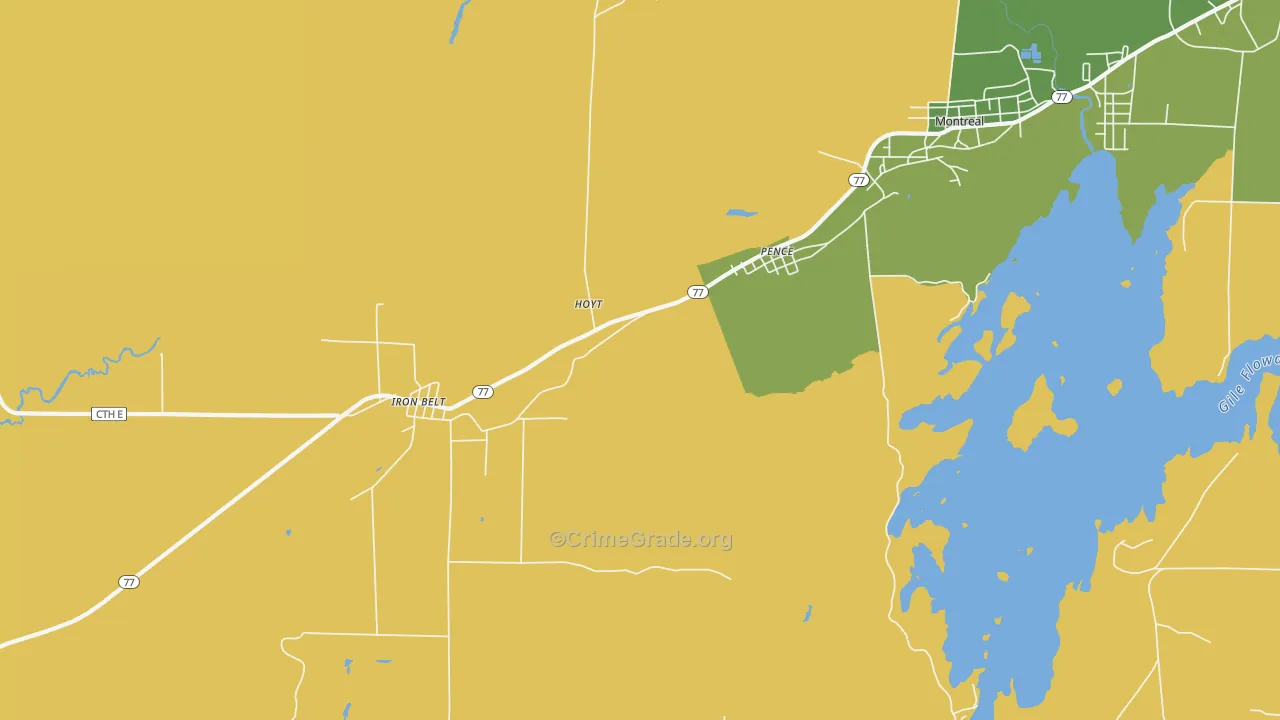 Pence, WI Map of Drug-Related Crime Rates