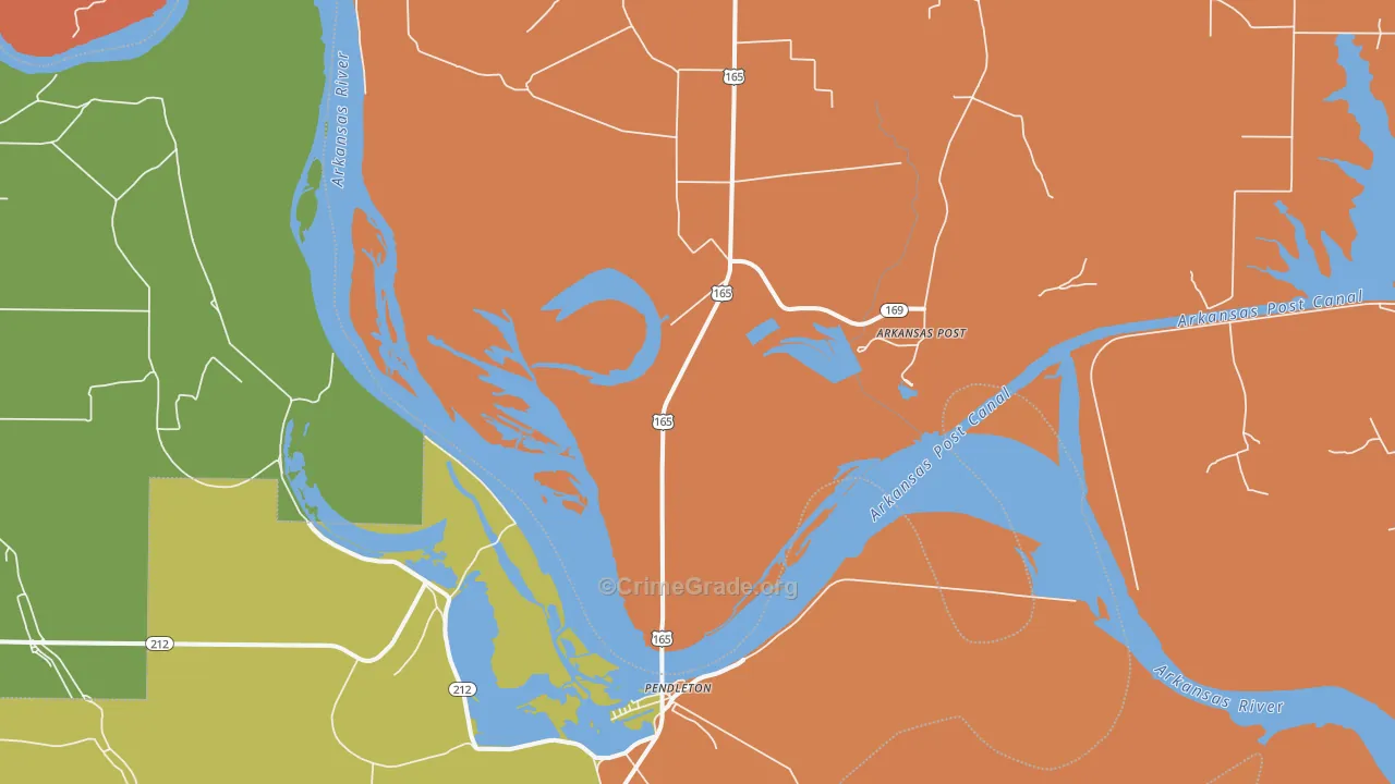 Pendleton, AR Map of Drug-Related Crime Rates