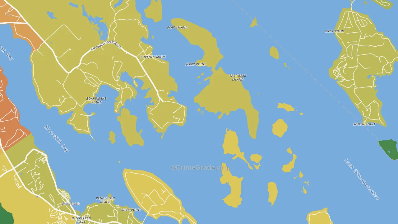 Pendleton Beach, NH Map of Drug-Related Crime Rates