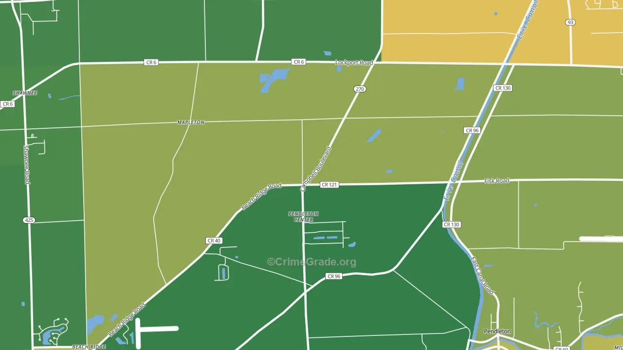 Pendleton Center, NY Map of Drug-Related Crime Rates