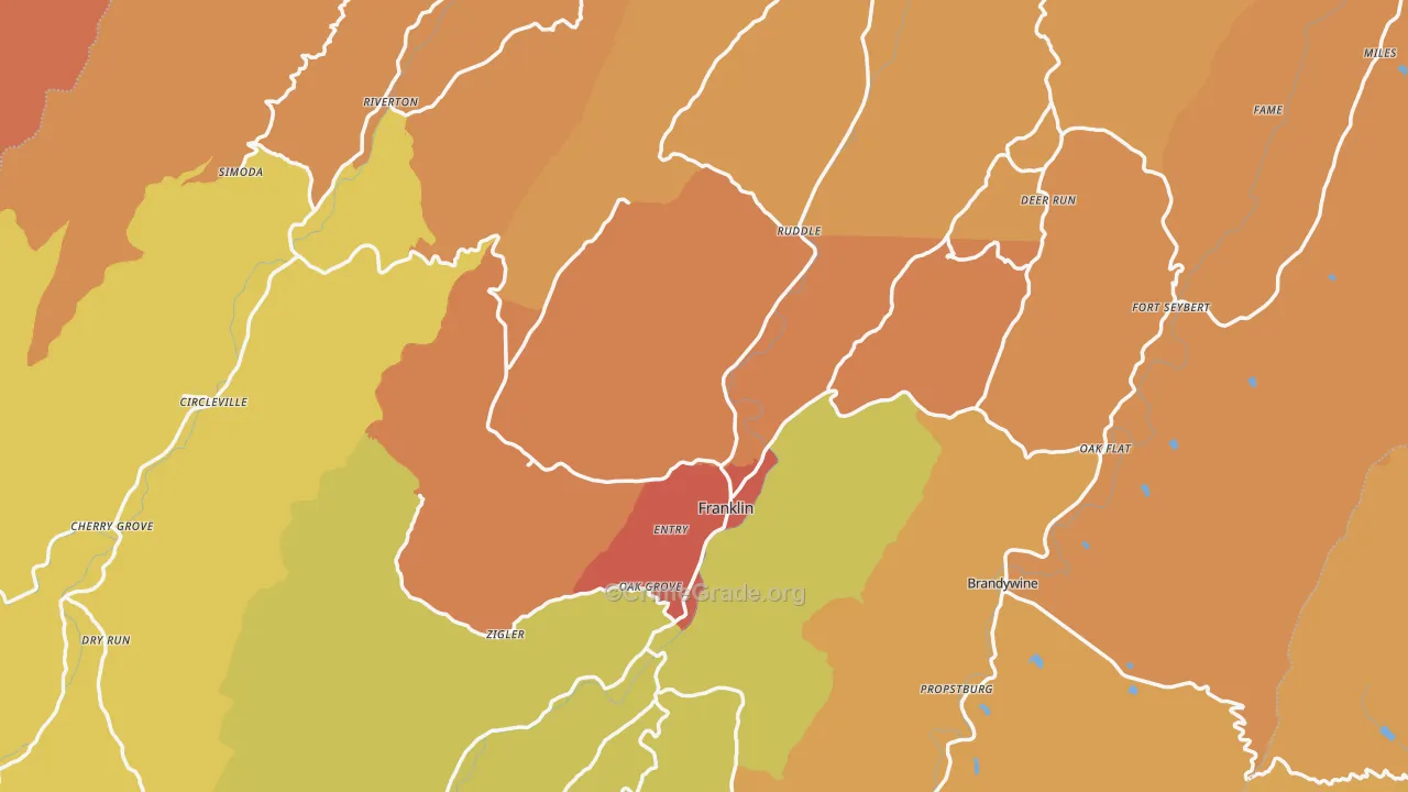 Pendleton County, WV Map of Drug-Related Crime Rates