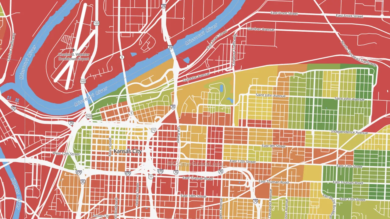 Pendleton Heights, Kansas City, MO Map of Drug-Related Crime Rates