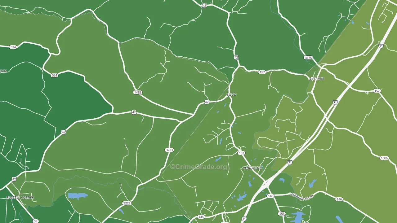 Pendleton, KY Map of Drug-Related Crime Rates