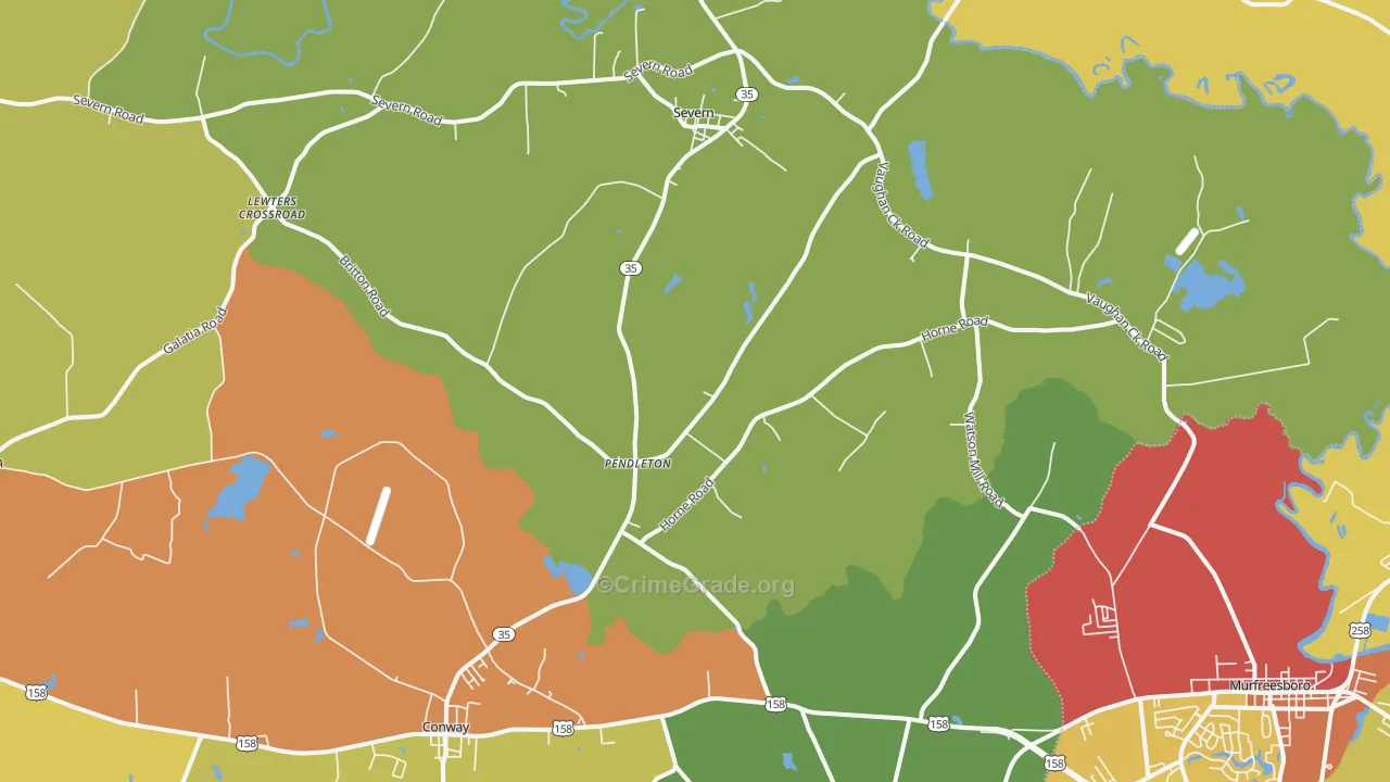 Pendleton, NC Map of Drug-Related Crime Rates