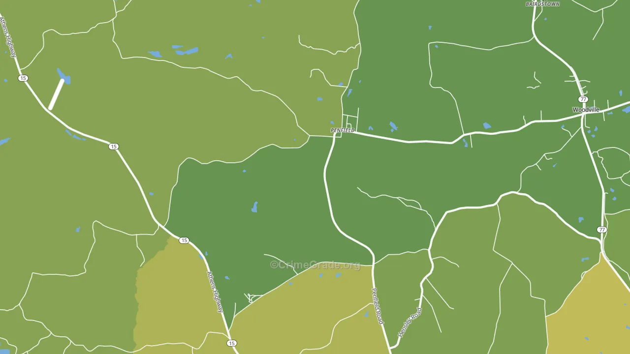 Penfield, GA Map of Drug-Related Crime Rates