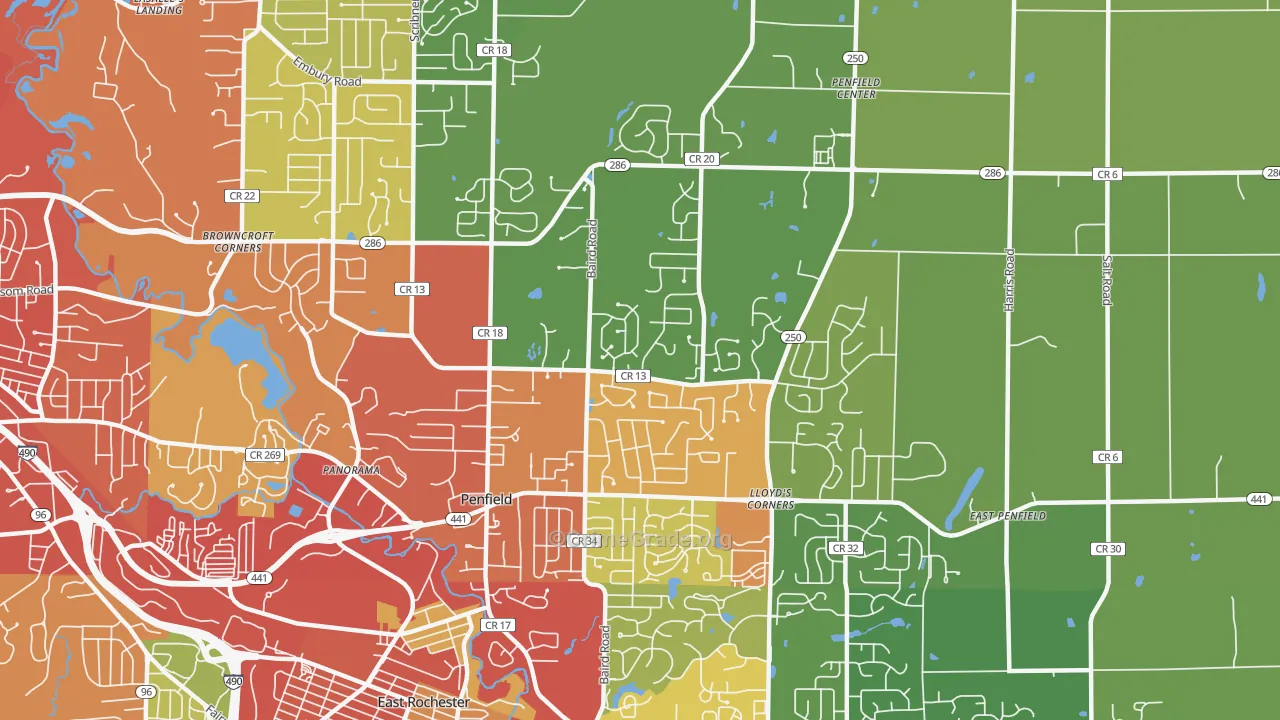 Penfield, NY Map of Drug-Related Crime Rates