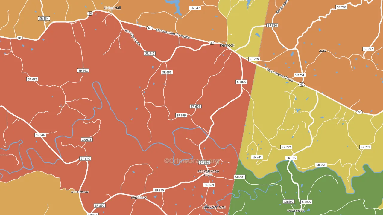 Penhook, VA Map of Drug-Related Crime Rates