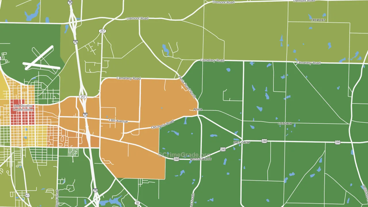 Penia, GA Map of Drug-Related Crime Rates