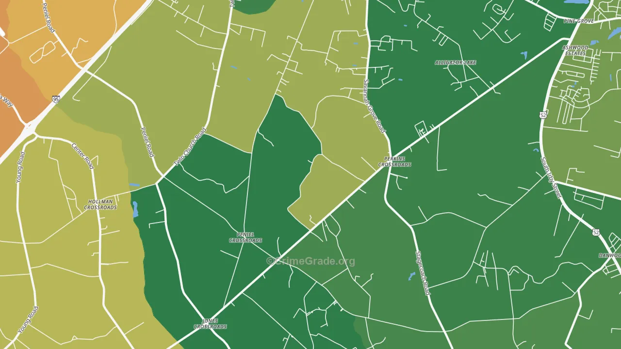 Peniel Crossroads, SC Map of Drug-Related Crime Rates