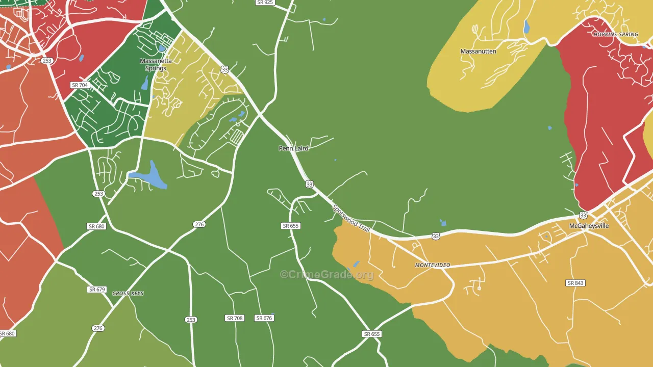 Penn Laird, VA Map of Drug-Related Crime Rates