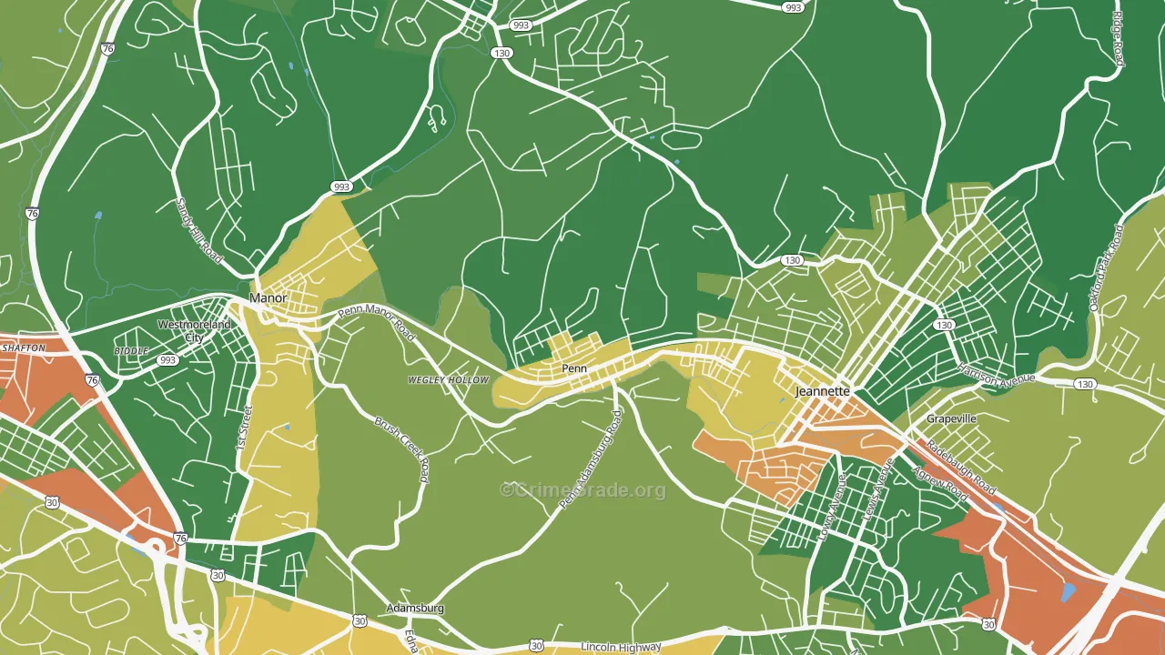 Penn, PA Map of Drug-Related Crime Rates