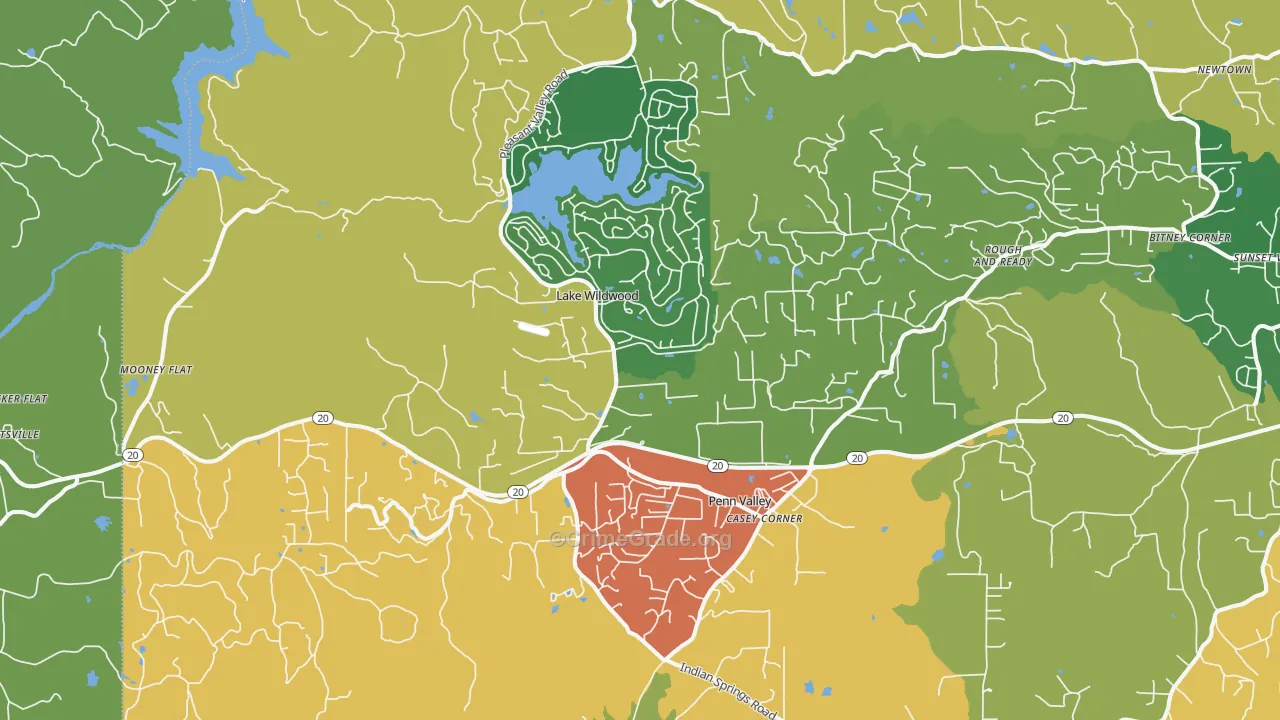 Penn Valley, CA Map of Drug-Related Crime Rates