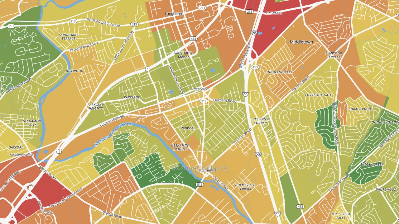 Penndel, PA Map of Drug-Related Crime Rates