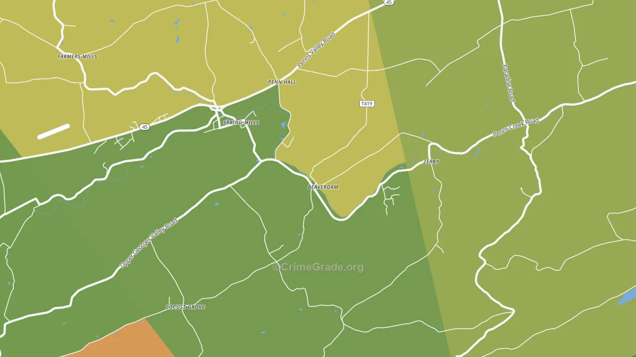 Pennhall, PA Map of Drug-Related Crime Rates