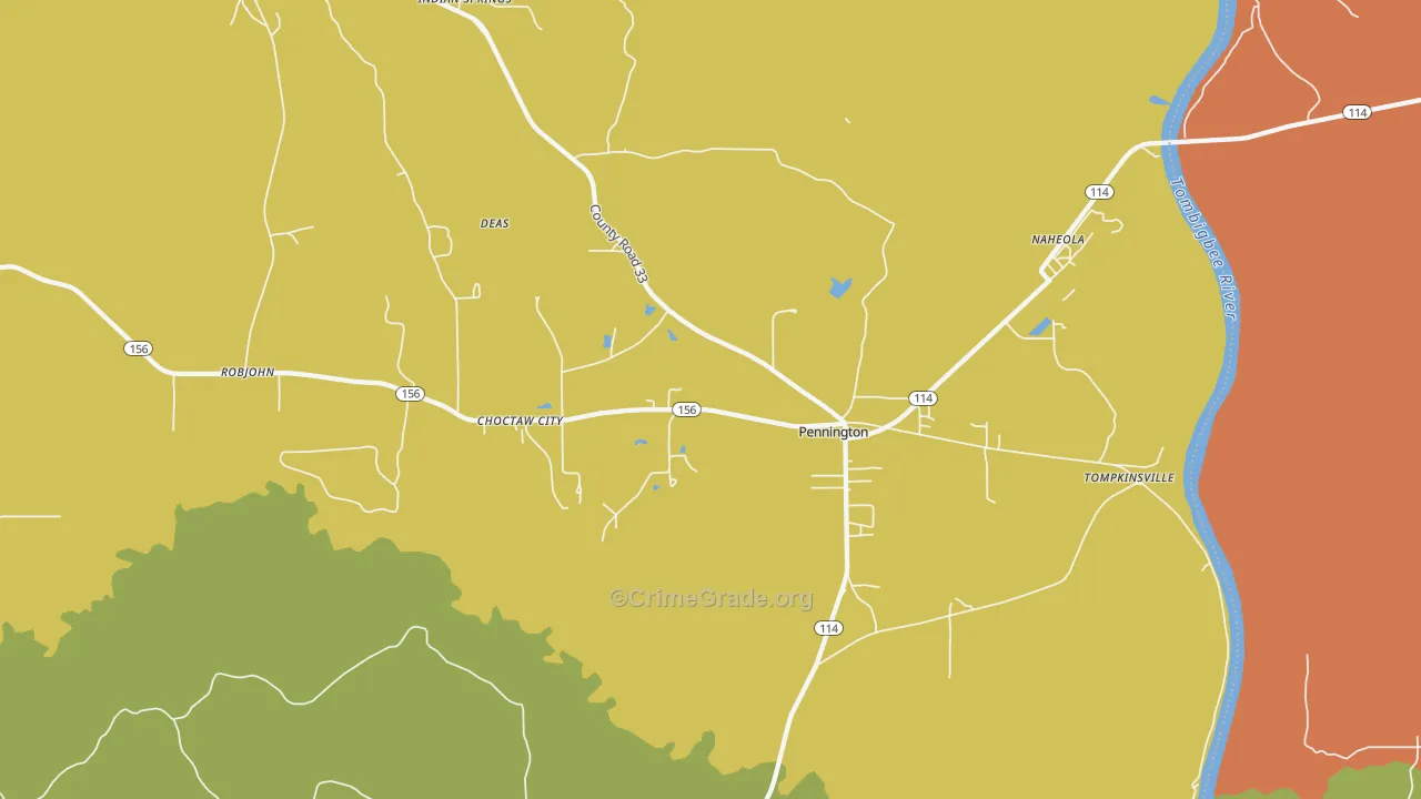 Pennington, AL Map of Drug-Related Crime Rates
