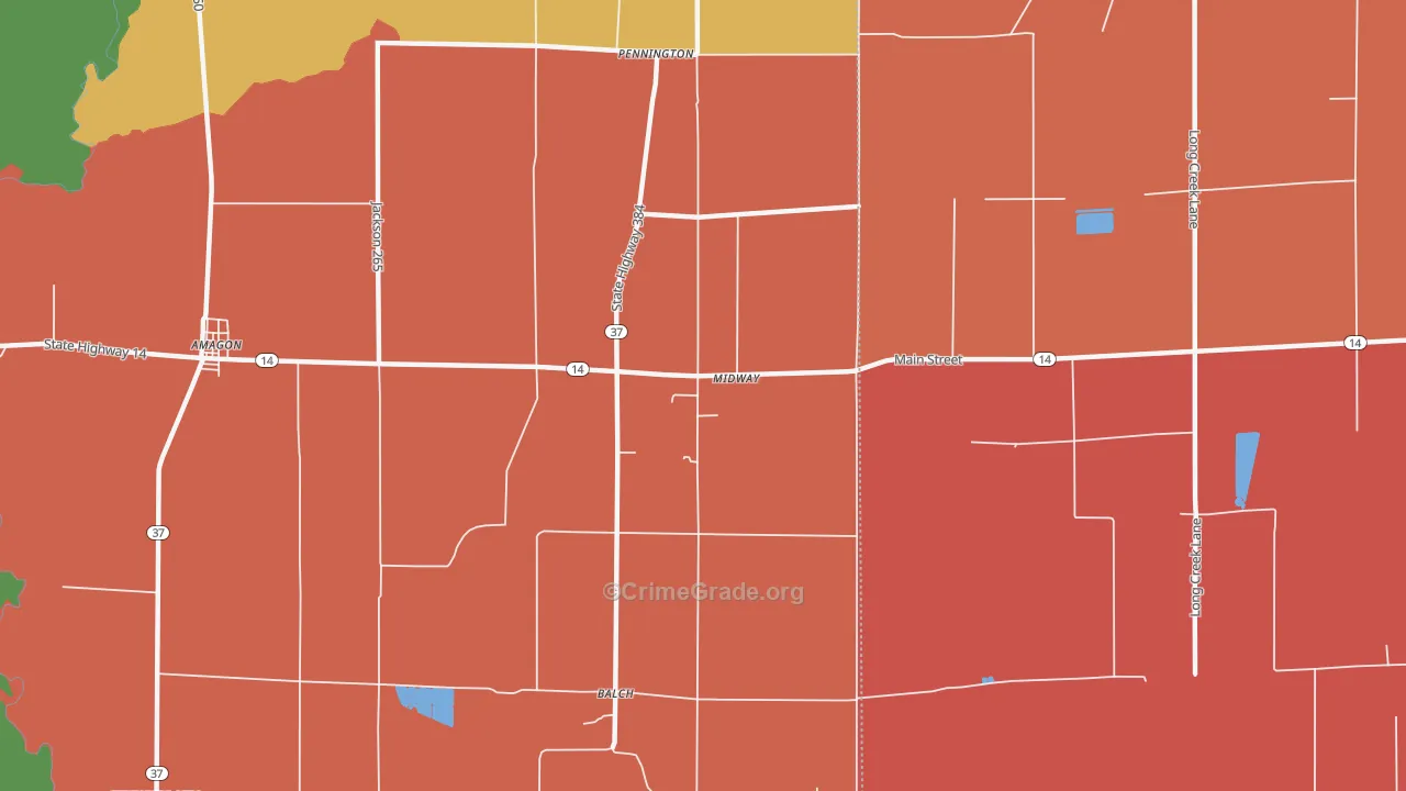 Pennington, AR Map of Drug-Related Crime Rates