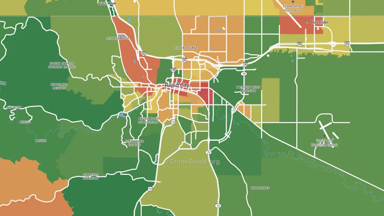 Pennington County, SD Map of Drug-Related Crime Rates