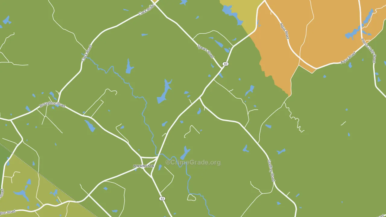 Pennington, GA Map of Drug-Related Crime Rates