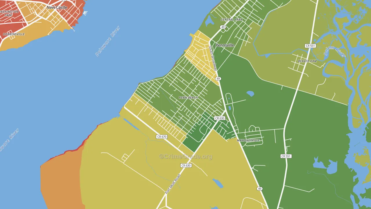 Penns Beach, Pennsville, NJ Map of Drug-Related Crime Rates
