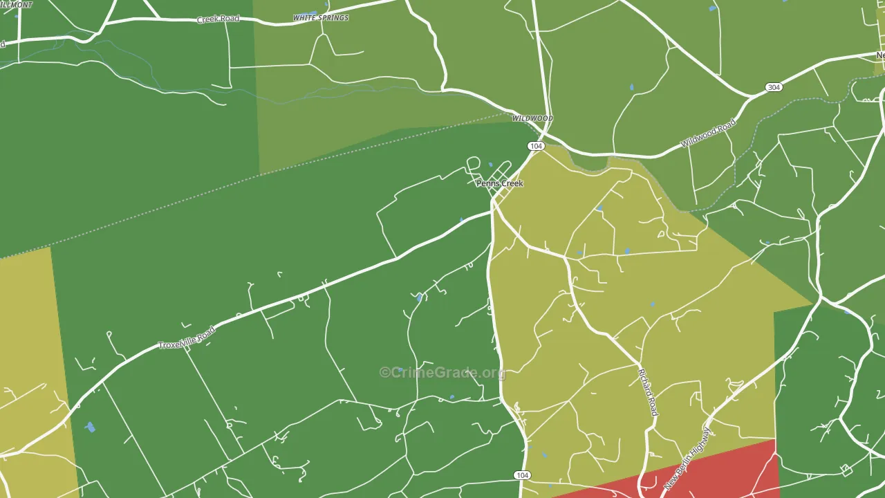 Penns Creek, PA Map of Drug-Related Crime Rates