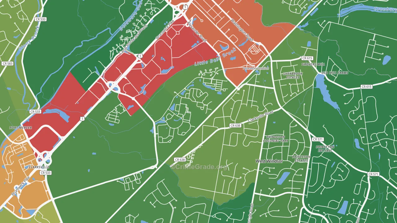 Penns Neck, NJ Map of Drug-Related Crime Rates