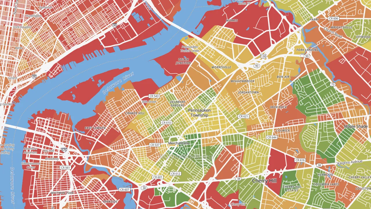 Pennsauken, NJ Map of Drug-Related Crime Rates