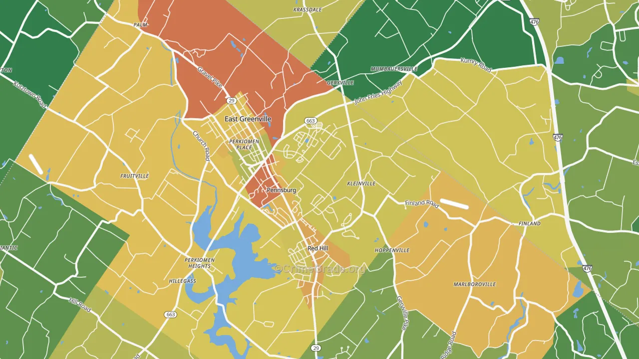 Pennsburg, PA Map of Drug-Related Crime Rates