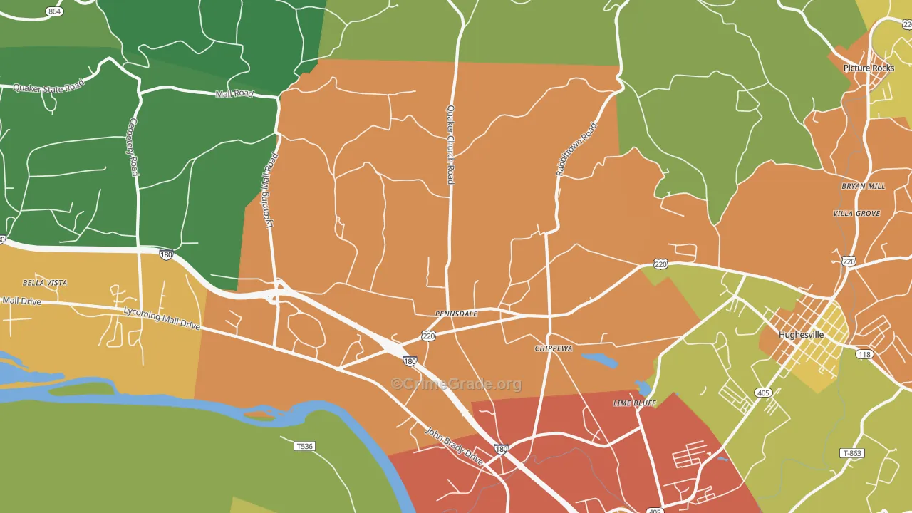 Pennsdale, PA Map of Drug-Related Crime Rates