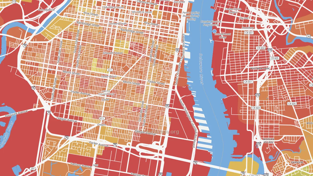 Pennsport-Whitman-Queen, Philadelphia, PA Map of Drug-Related Crime Rates