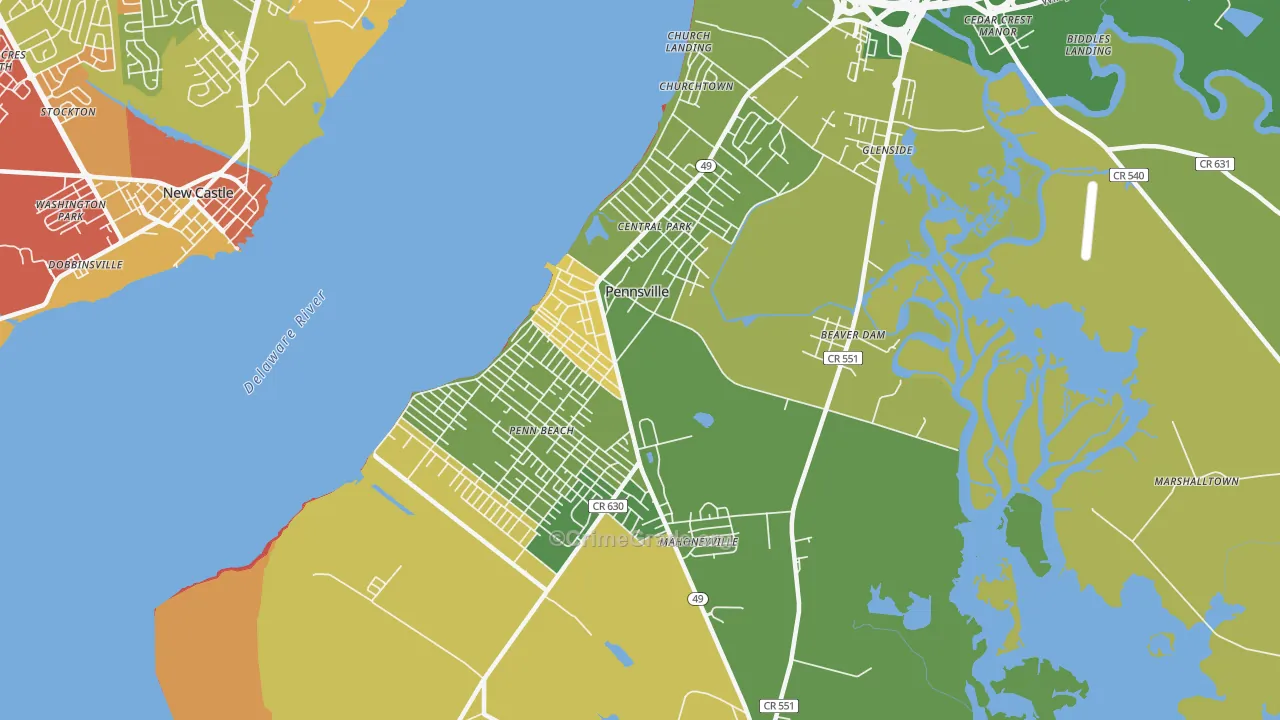 Pennsville, NJ Map of Drug-Related Crime Rates