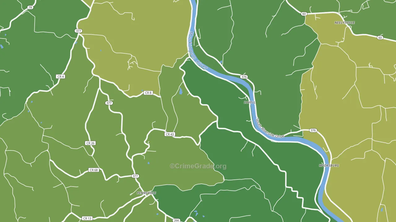 Pennsville, OH Map of Drug-Related Crime Rates