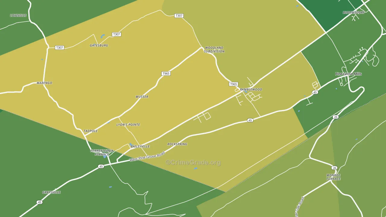 Pennsylvania Furnace, PA Map of Drug-Related Crime Rates