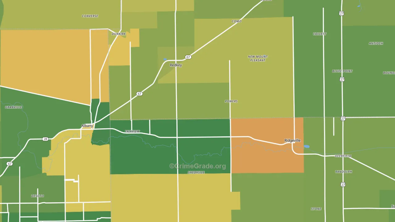 Pennville, IN Map of Drug-Related Crime Rates