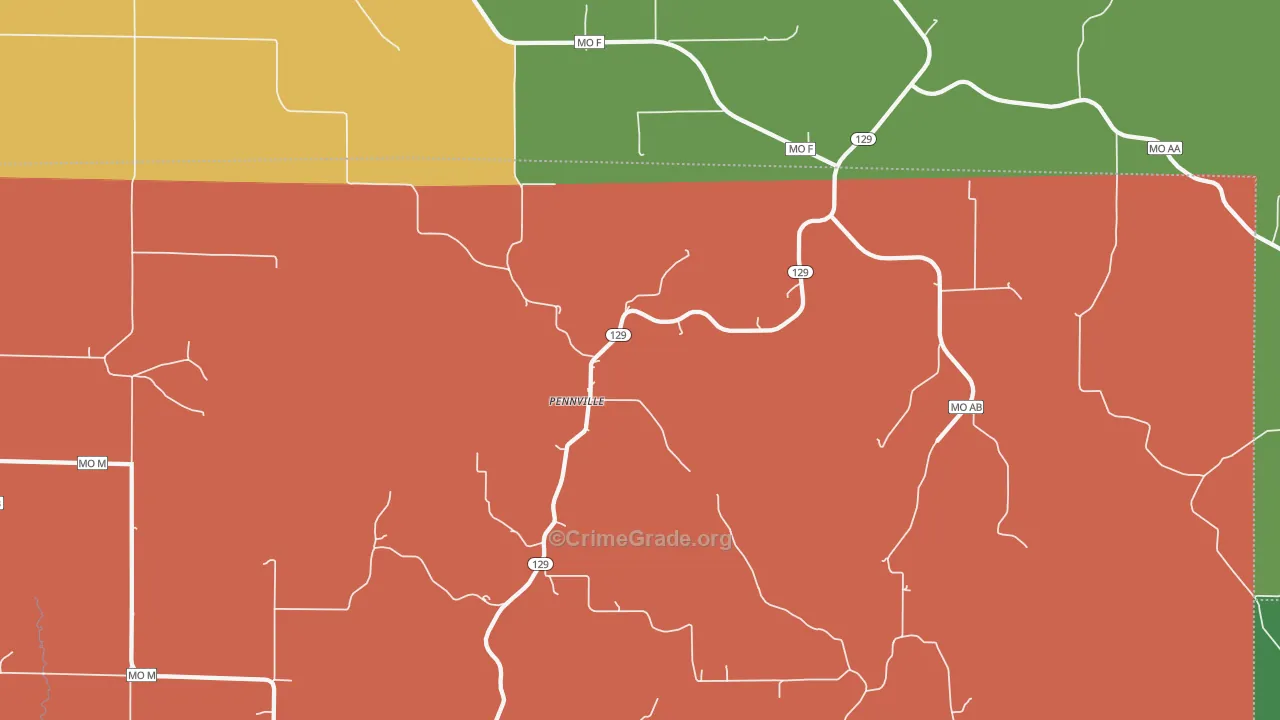 Pennville, MO Map of Drug-Related Crime Rates