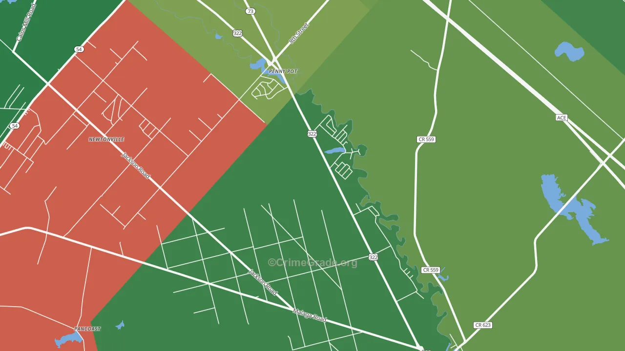 Penny Pot, NJ Map of Drug-Related Crime Rates