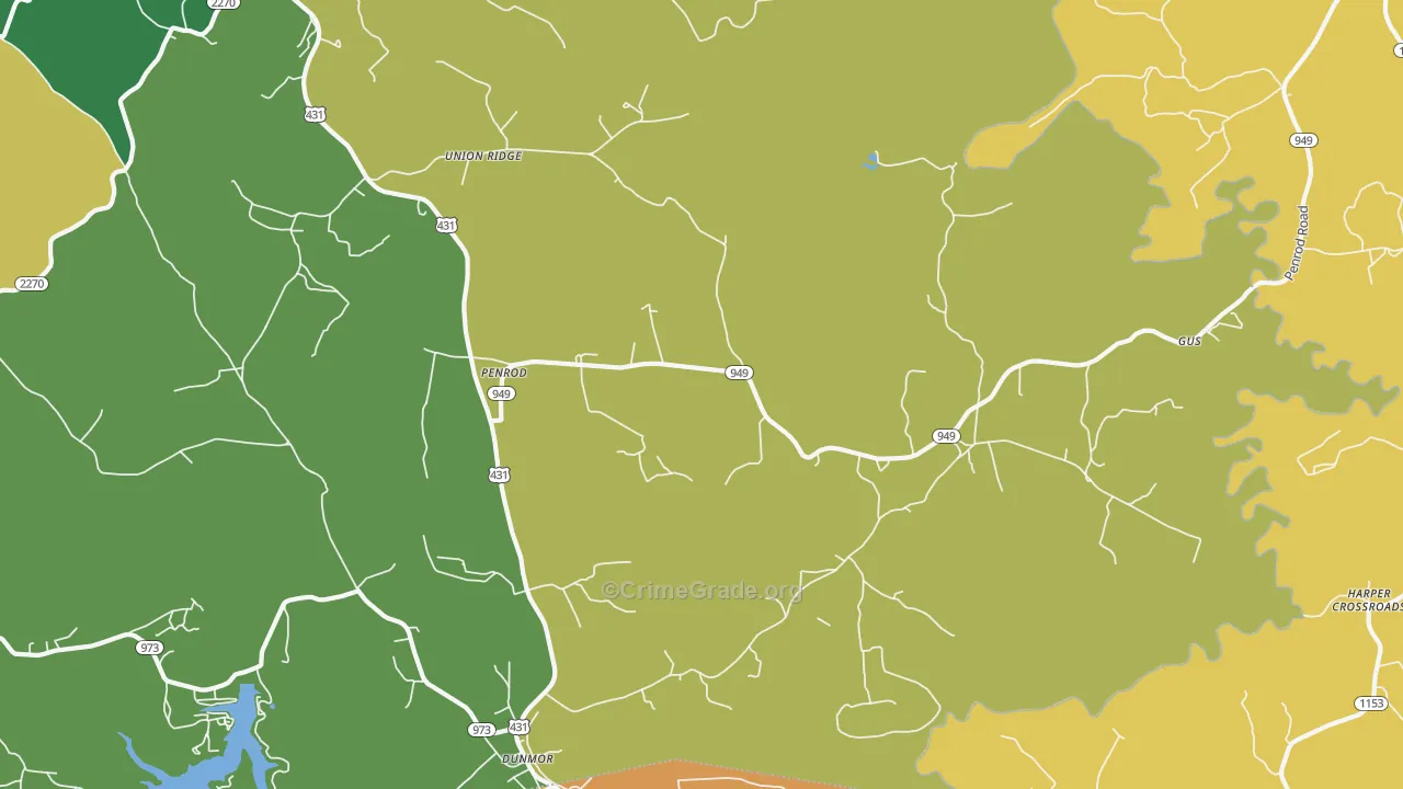 Penrod, KY Map of Drug-Related Crime Rates