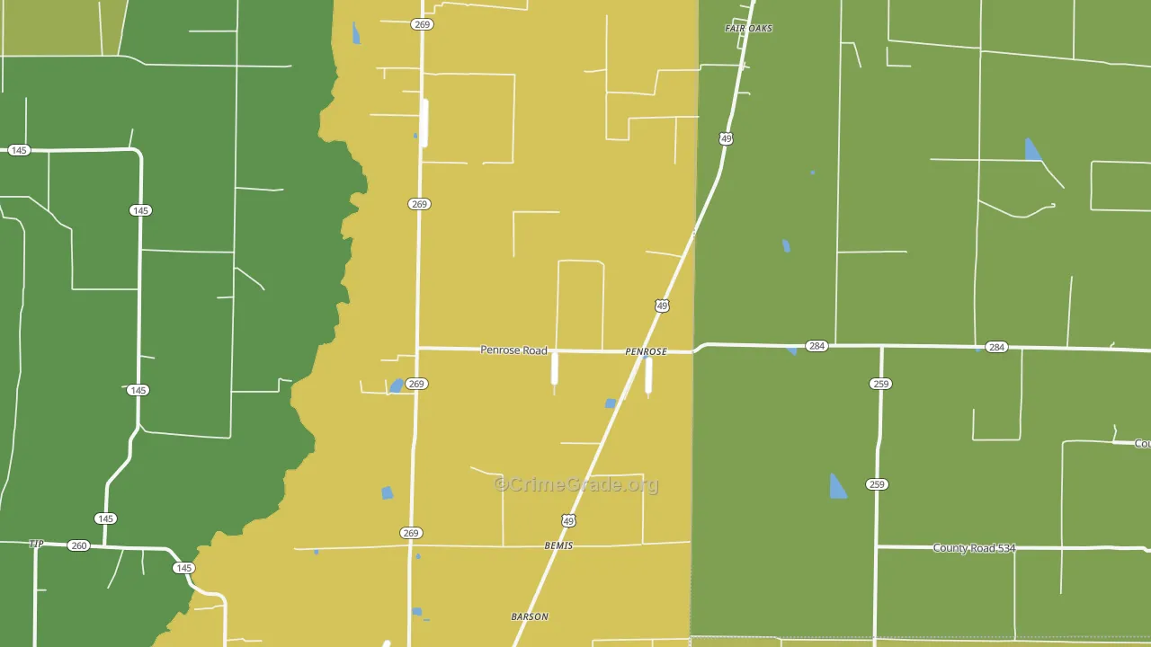 Penrose, AR Map of Drug-Related Crime Rates